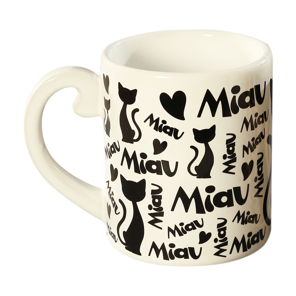 Caneca Miau Branca e Preta 300ml, , large. image number 0