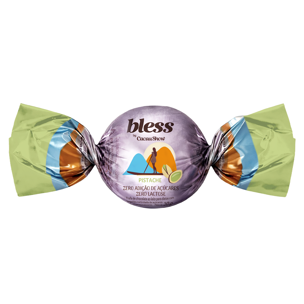 Trufa Bless Zero A&ccedil;&uacute;car e Zero Lactose de Chocolate Branco com Pistache 30g, , large. image number 0