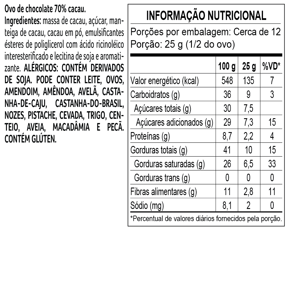 Ovo de P&aacute;scoa Bendito Cacao Chocolate 70% 348g, , large. image number 1