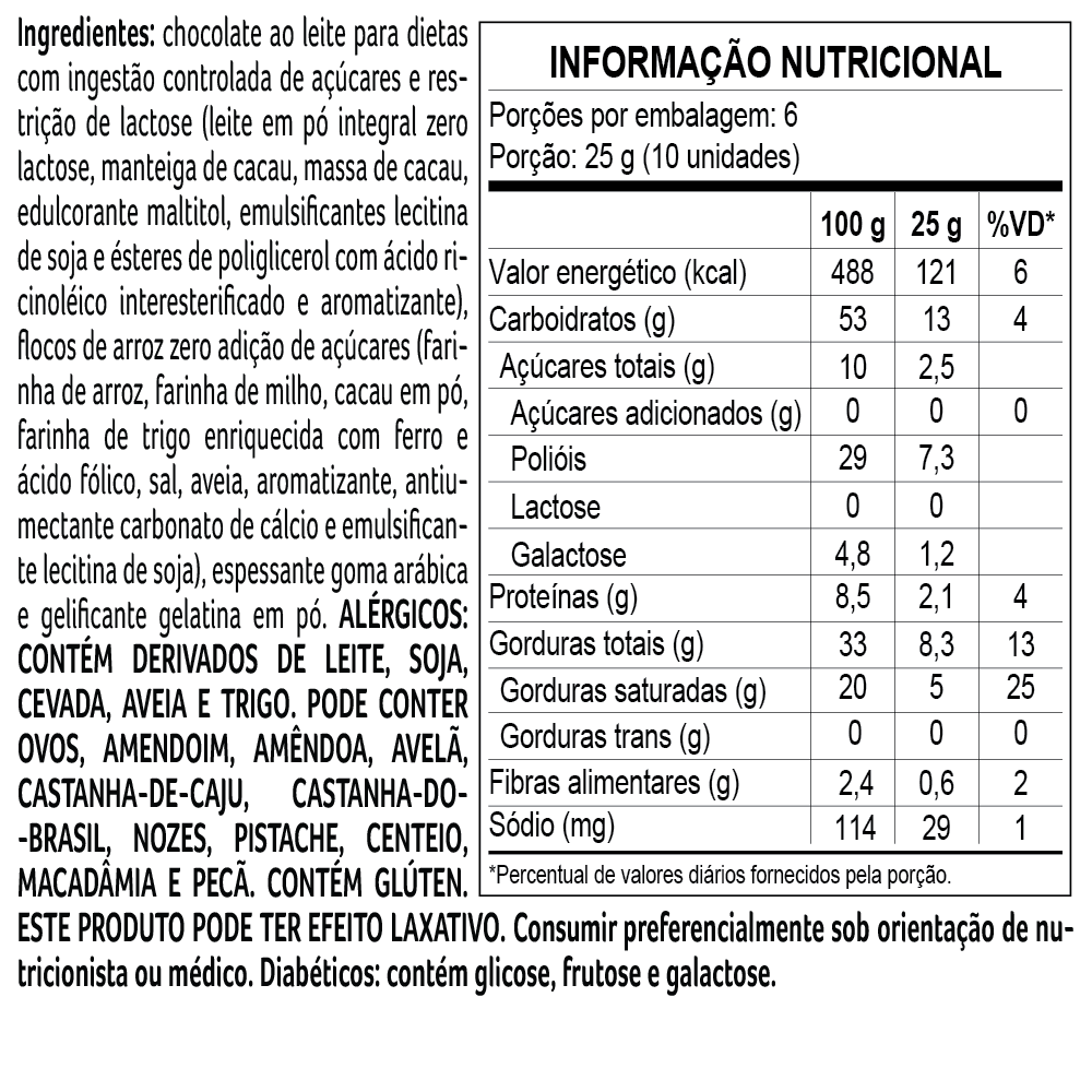 Drageado Bless Zero A&ccedil;&uacute;car e Zero Lactose de Chocolate ao Leite 150g, , large. image number 1