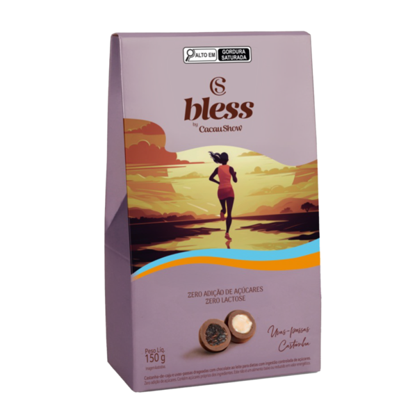 Drageado Bless Zero A&ccedil;&uacute;car e Zero Lactose de Uva com Castanhas 150g