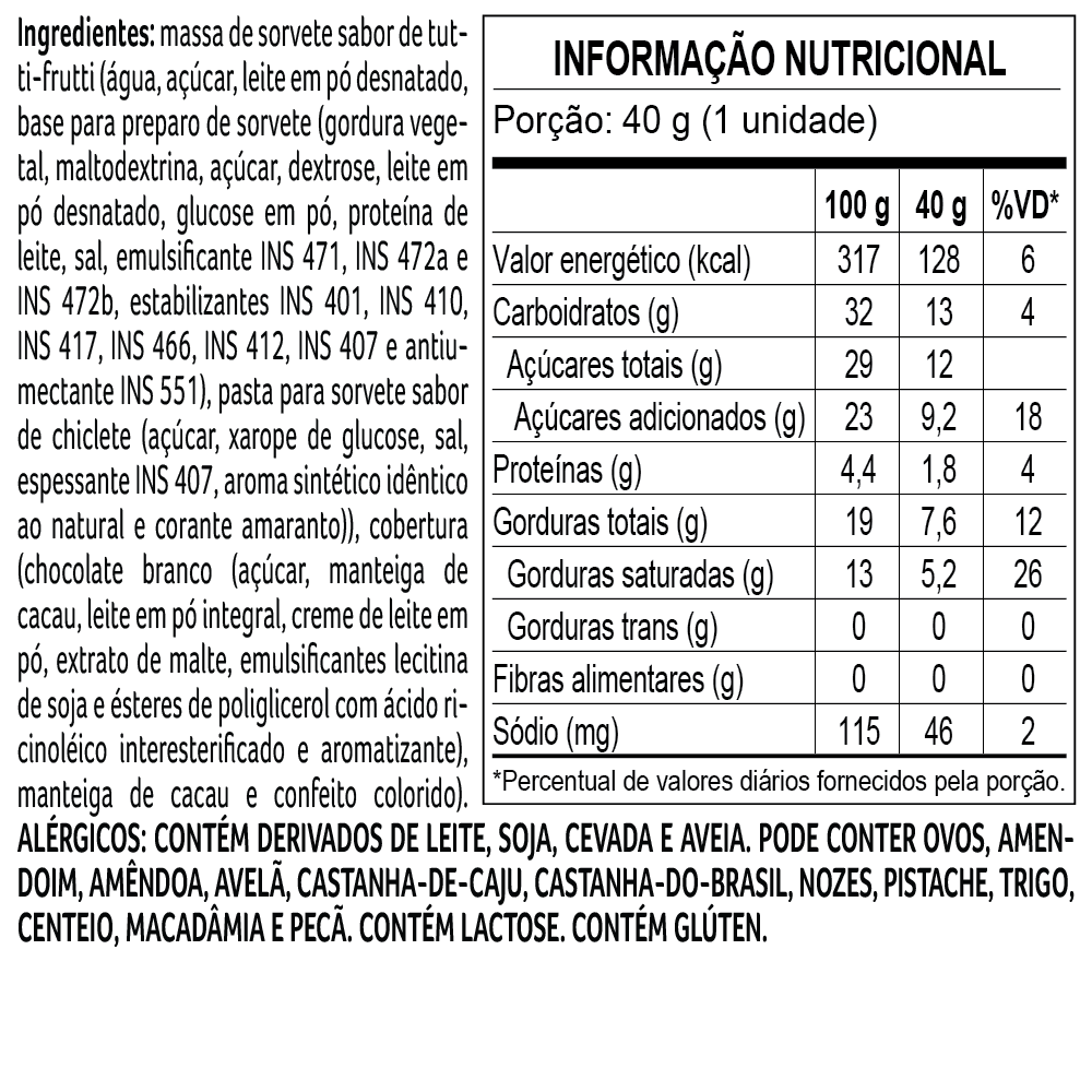 Sorvete Ursinhos Carinhosos Tutti Frutti 40g, , large. image number 1