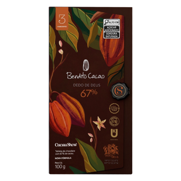 Tablete Dedo de Deus 67% Cacau 100g