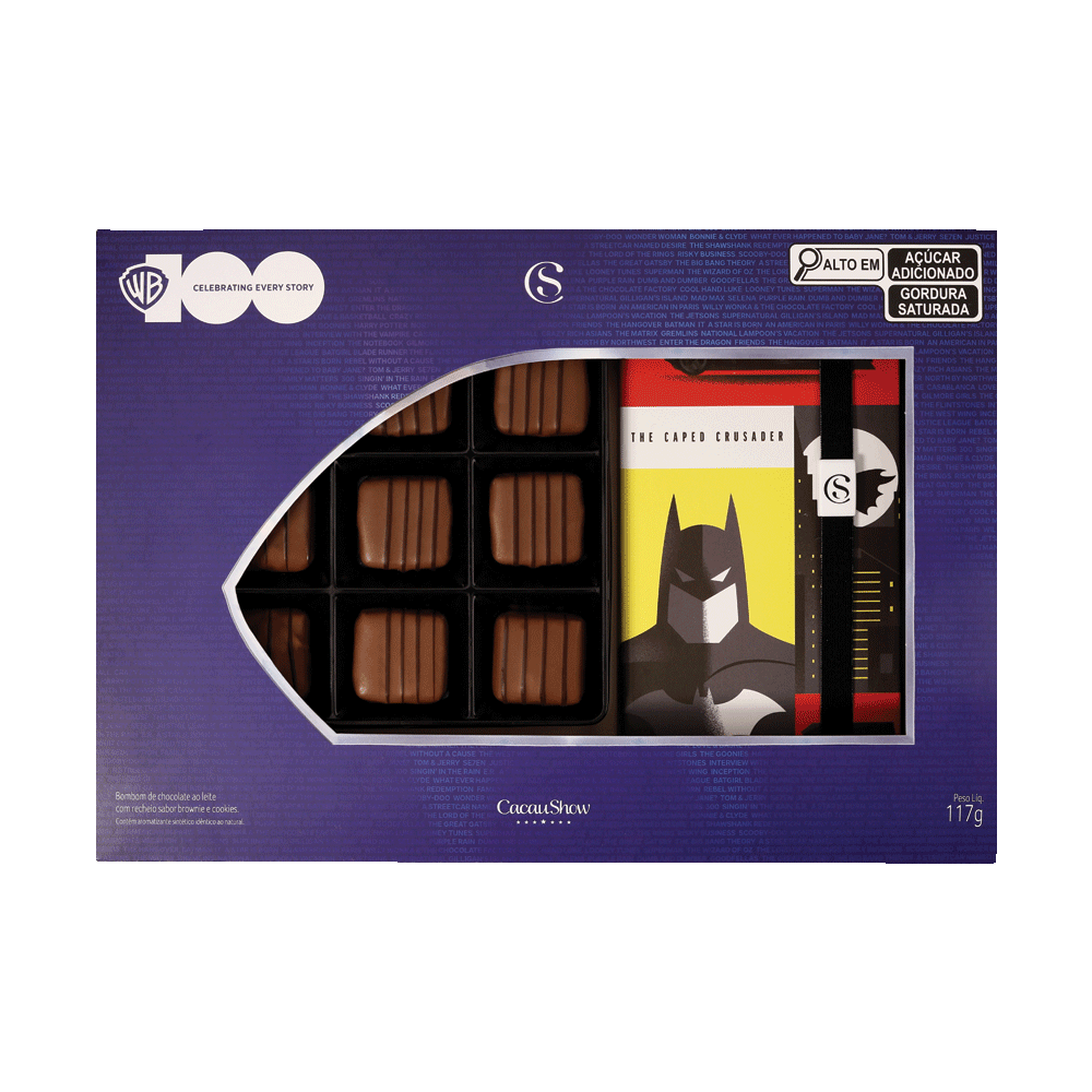 CAIXA BOMBONS BROWNIE WARNER BROS 100 ANOS BATMAN 117G, , large. image number 0