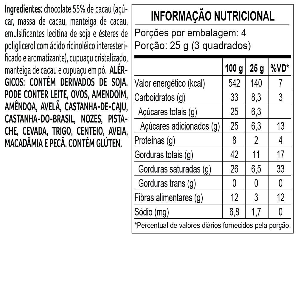 Tablete de Chocolate Bendito Cacao 55% com Cupua&ccedil;u 100g, , large. image number 1