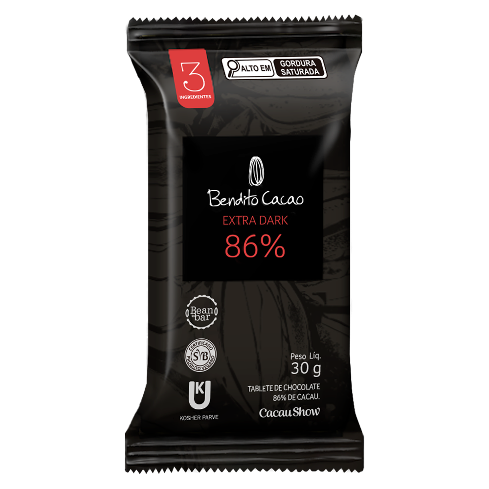 Tablete Bendito Cacao de Chocolate 86% Cacau 30g, , large. image number 0