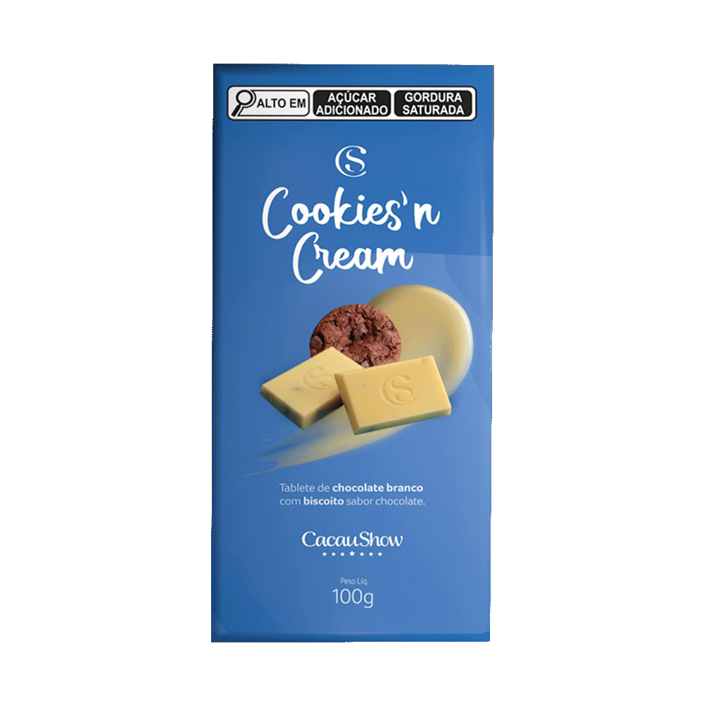 Tablete Cookies'N Cream de Chocolate Branco 100g