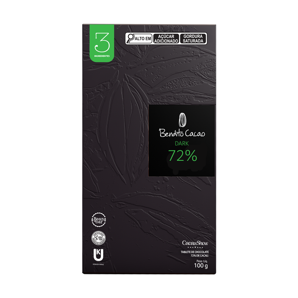 Tablete Bendito Cacao de Chocolate 72% Cacau 100g
