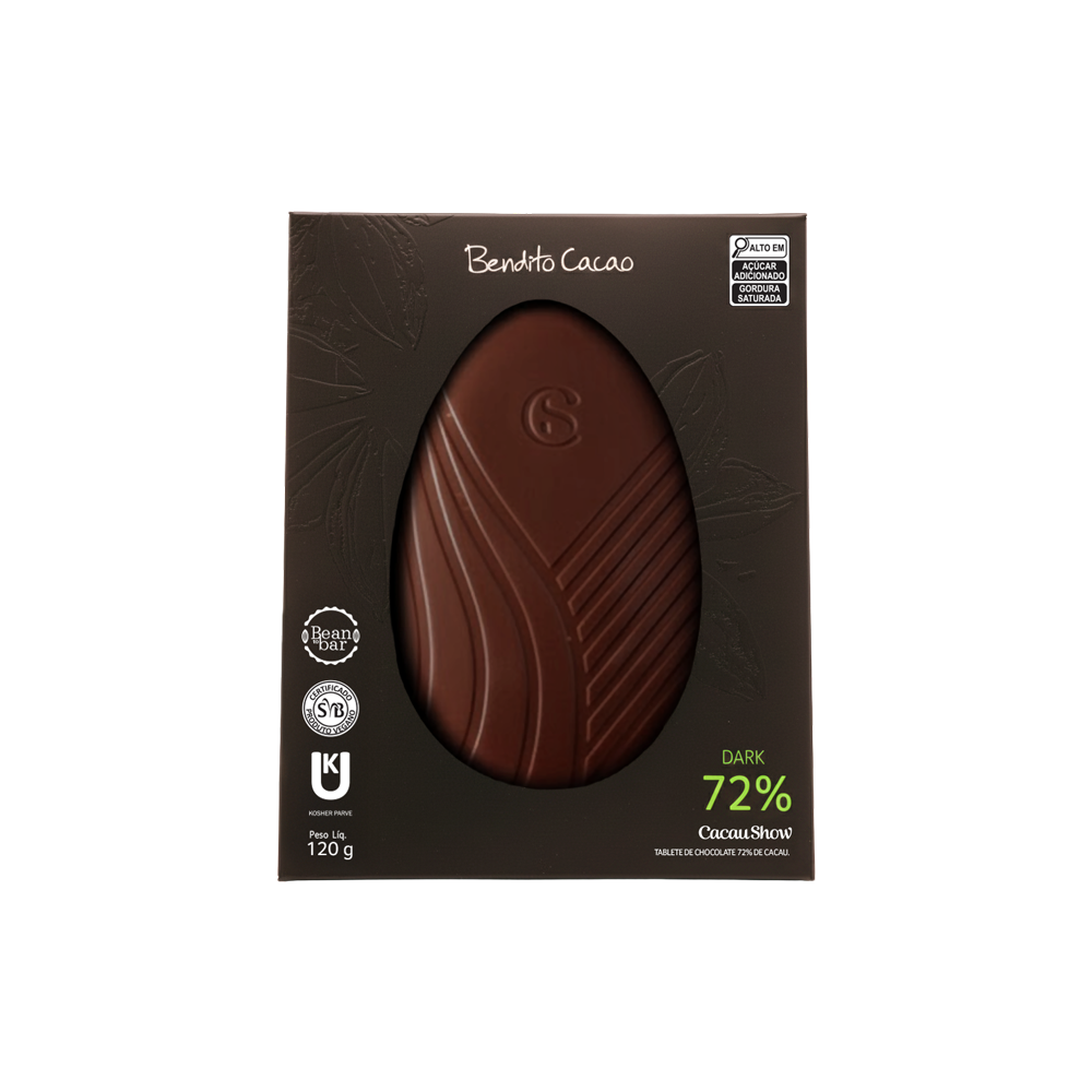 Tablete de Páscoa Bendito Cacao Vegano 72% 120g
