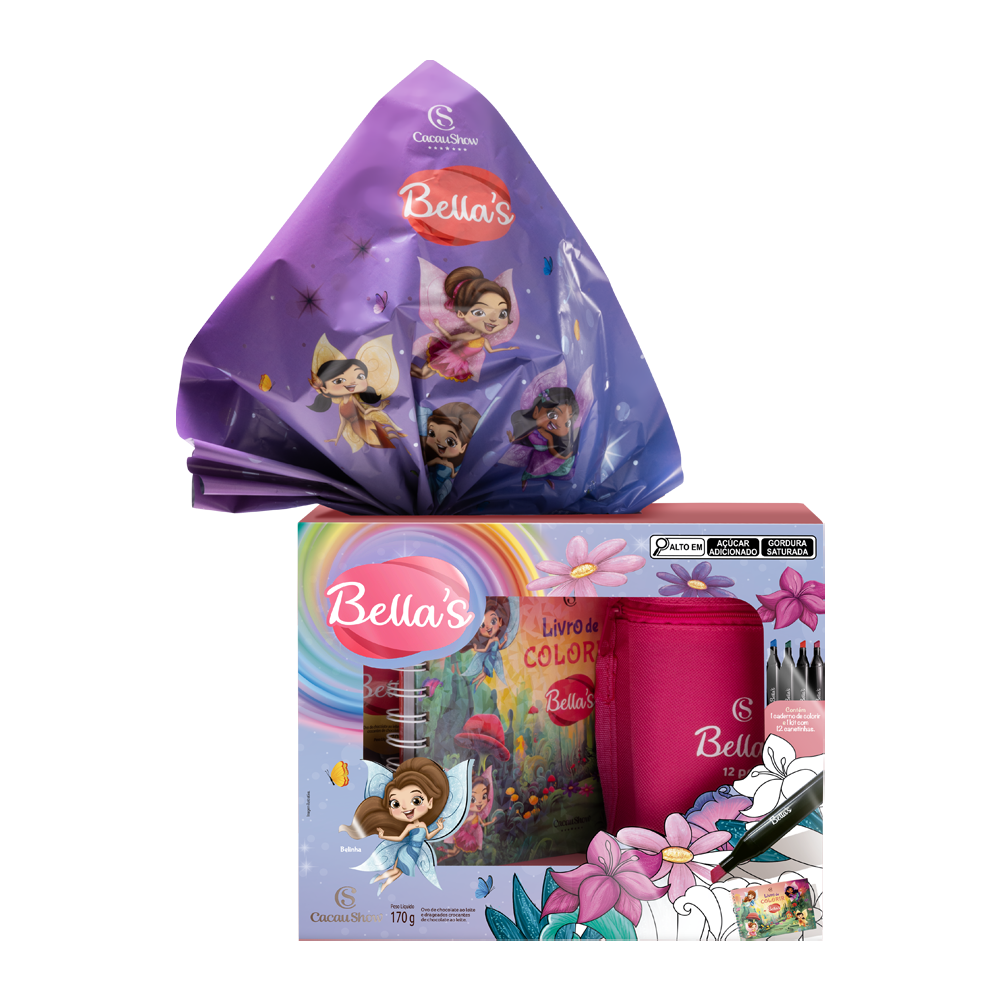 Ovo de Páscoa ao Leite Caderno e Canetas Bella's 170g