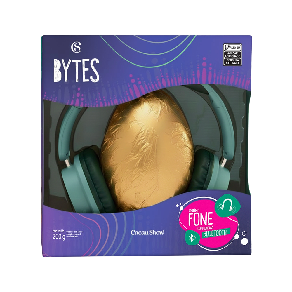Ovo de Páscoa ao Leite Bytes Fone Verde 200g