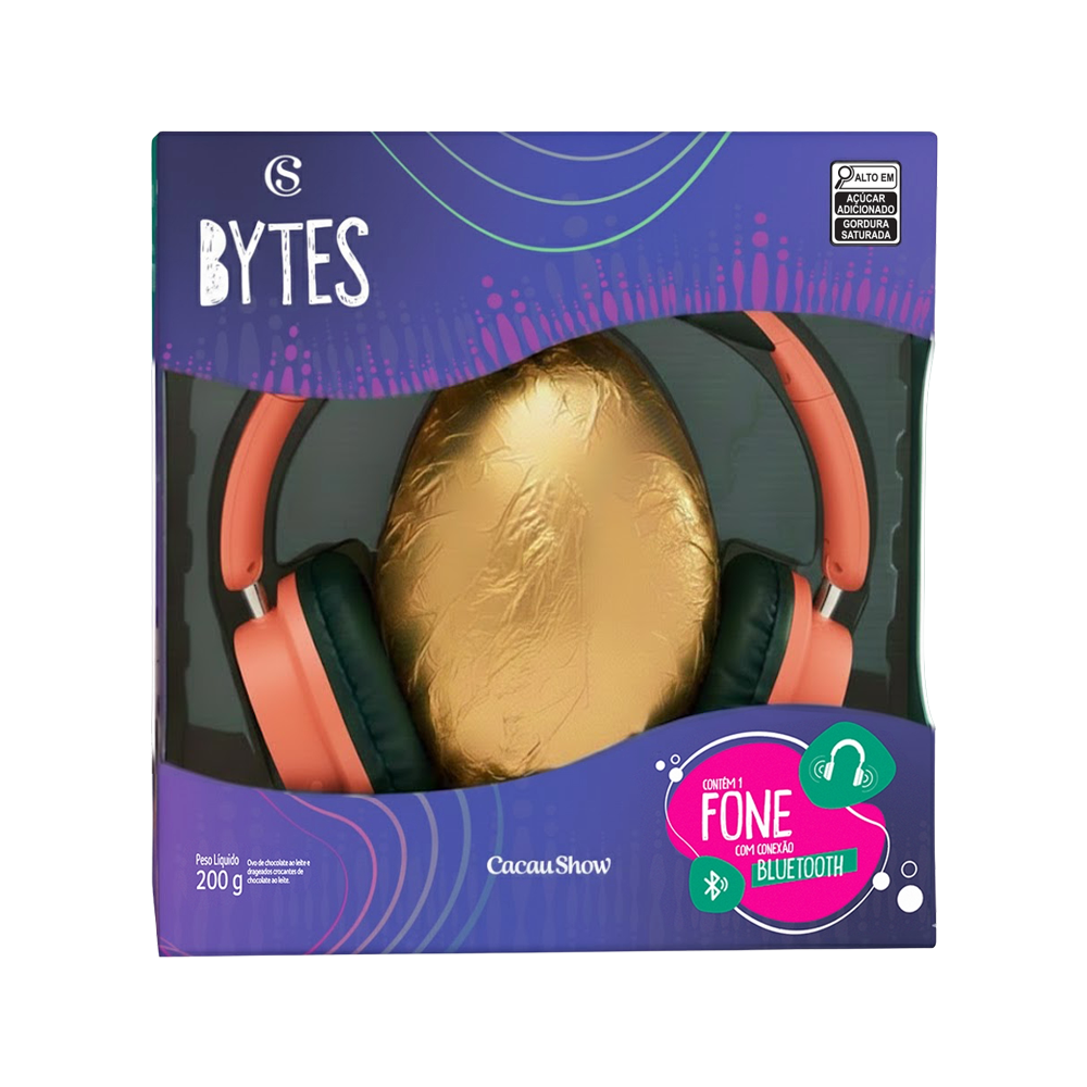 Ovo de Páscoa ao Leite Bytes Fone Coral 200g