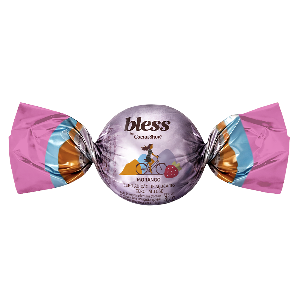 Trufa Bless Zero A&ccedil;&uacute;car e Zero Lactose de Chocolate Branco com Morango 30g, , large. image number 0