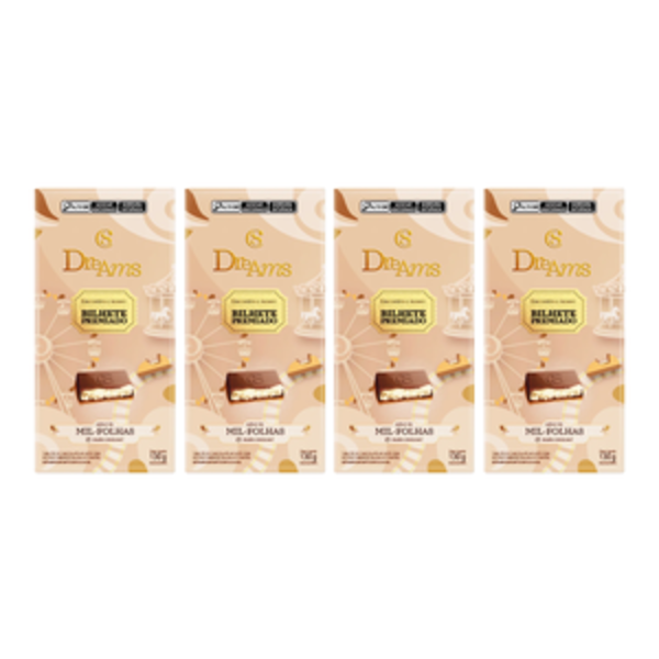 Combo com 4 Tabletes Dreams Mil-Folhas Edi&ccedil;&atilde;o Especial 130g