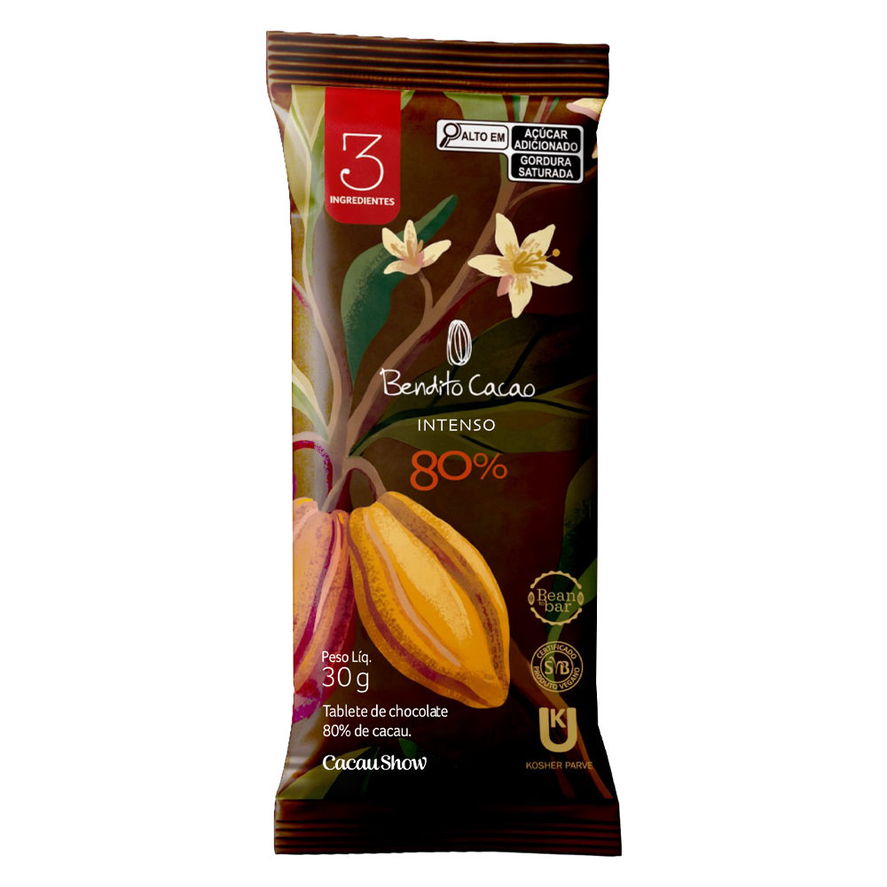 Tablete de Chocolate Intenso Bendito Cacao 80% 30g, , large. image number 0