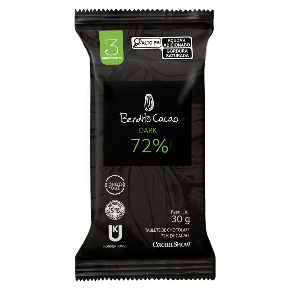Tablete Bendito Cacao de Chocolate 72% Cacau 30g, , large. image number 0