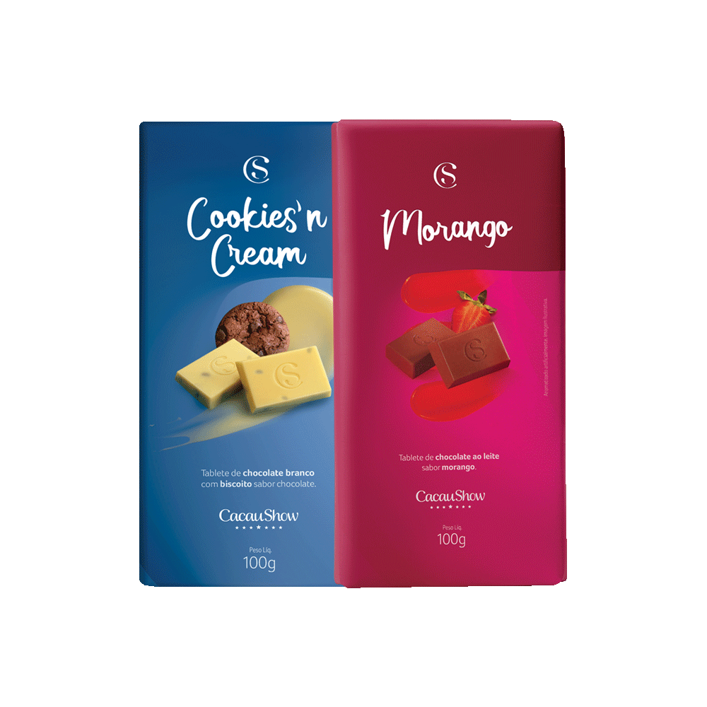 Combo Tabletes Cookies'n Cream e Morango 100g, , large. image number 0