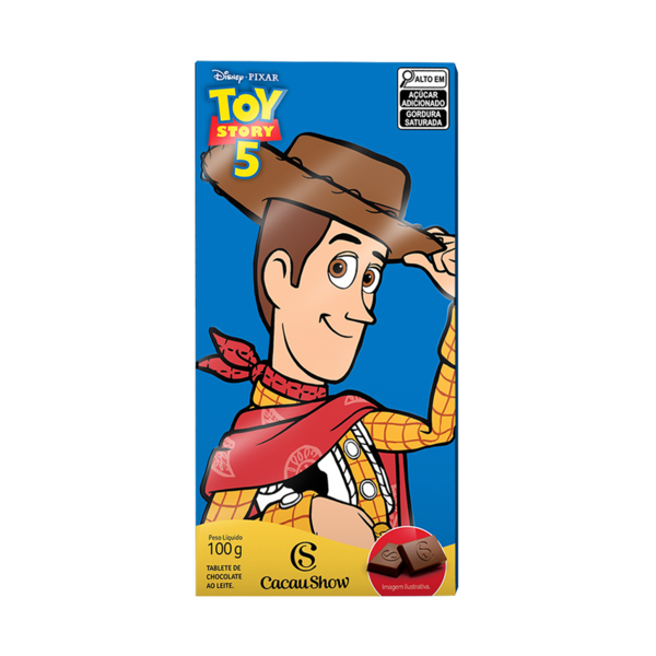 Tablete Toy Story de Chocolate ao Leite Woody 100g