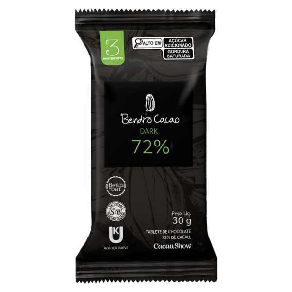 Tablete Bendito Cacao de Chocolate 72% Cacau 30g