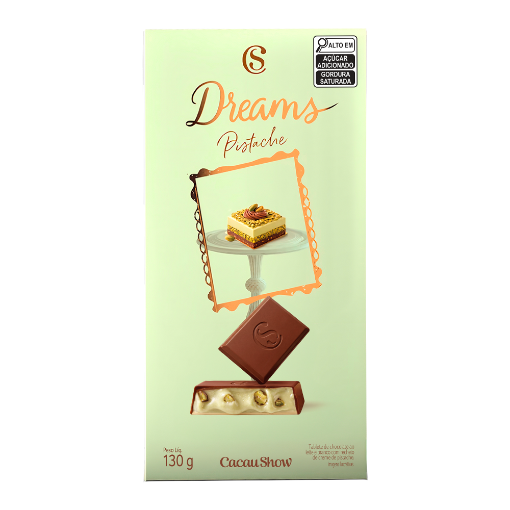 Tablete Dreams Pistache Recheado 130g, , large. image number 0