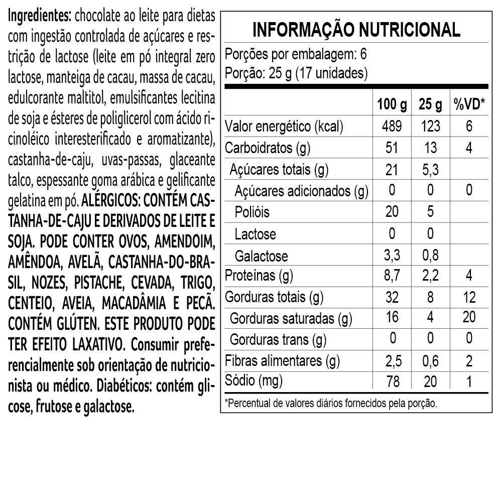 Drageado Bless Zero A&ccedil;&uacute;car e Zero Lactose de Uva com Castanhas 150g, , large. image number 1