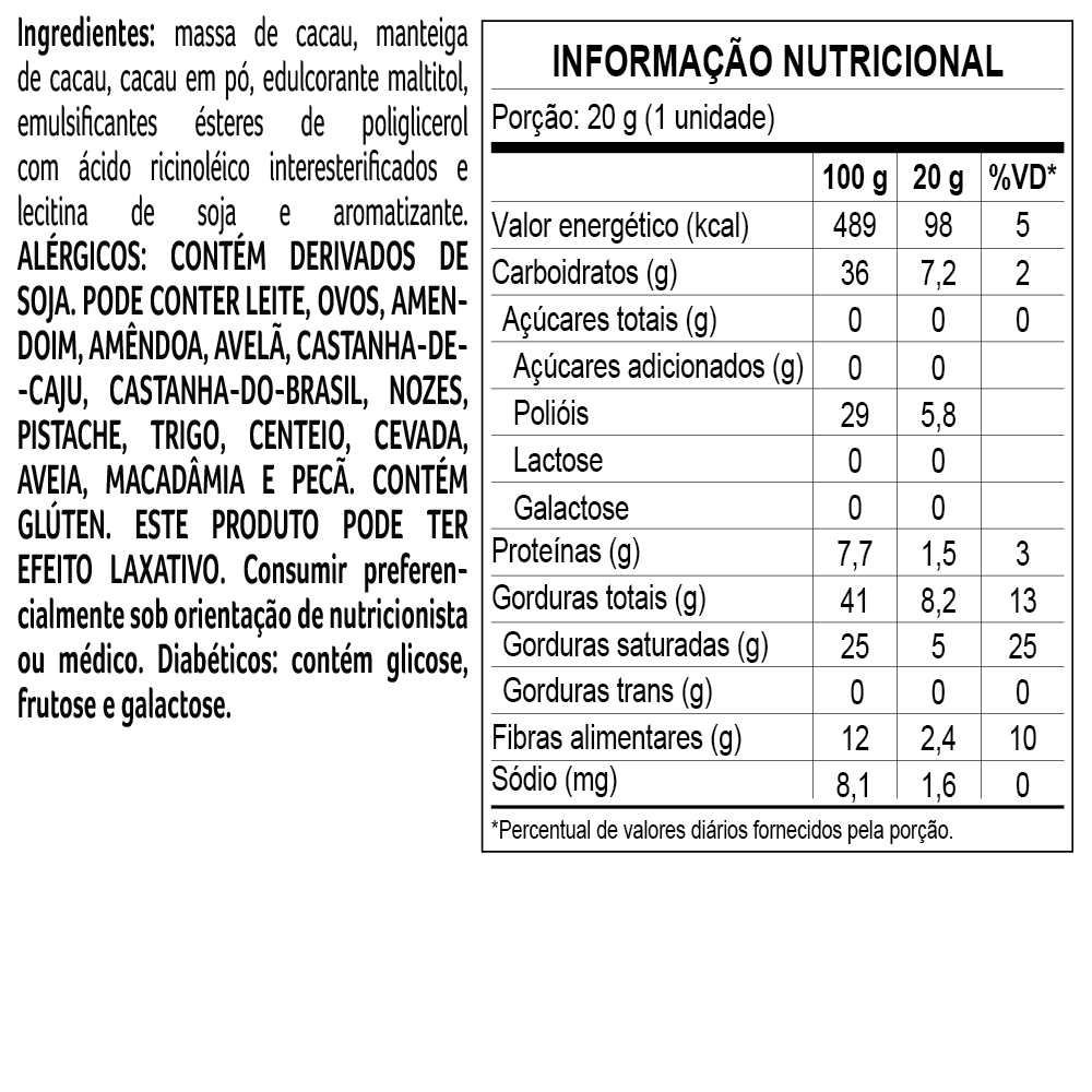 Tablete Bless Zero A&ccedil;&uacute;car e Zero Lactose de Chocolate 70% Cacau 20g, , large. image number 1