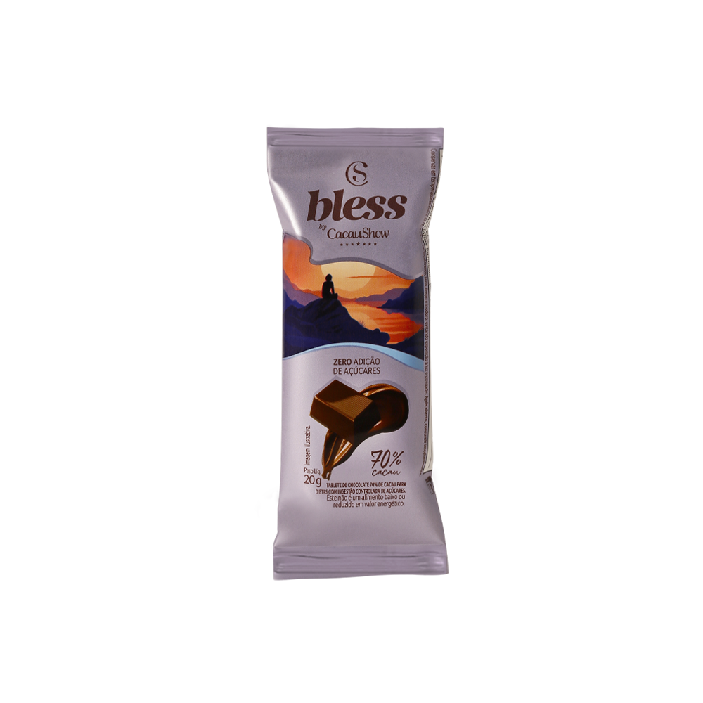 Tablete Bless Zero Adição de Açúcar de Chocolate 70% 20g, , large. image number 0