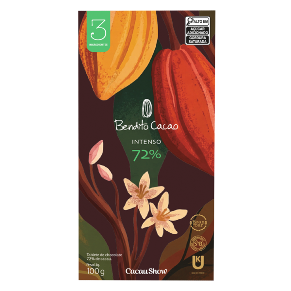 Tablete Bendito Cacao de Chocolate 72% Cacau 100g
