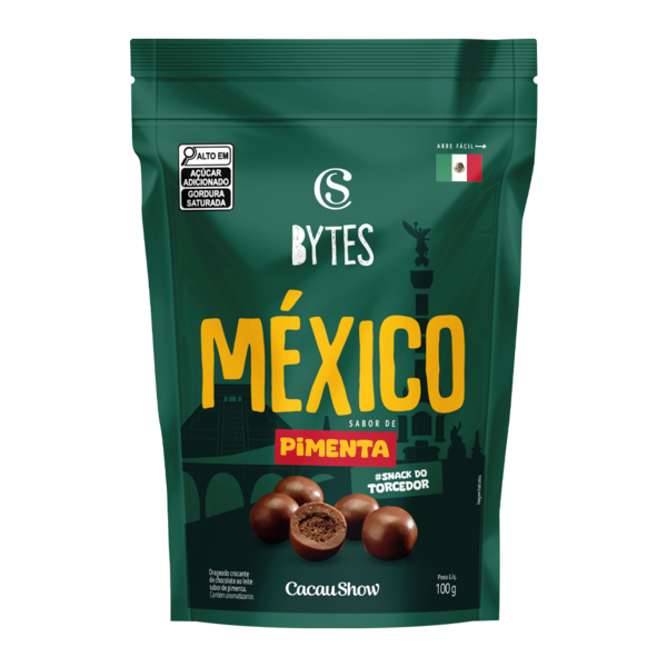 Drageado Bytes de Chocolate ao Leite e Pimenta M&eacute;xico 100g