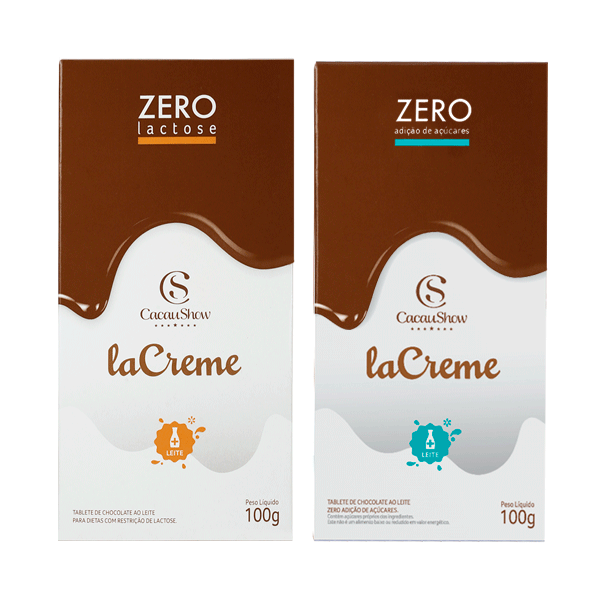 Combo laCreme: Tablete Zero Lactose 100g + Tablete Zero Adição de Açúcar 100g