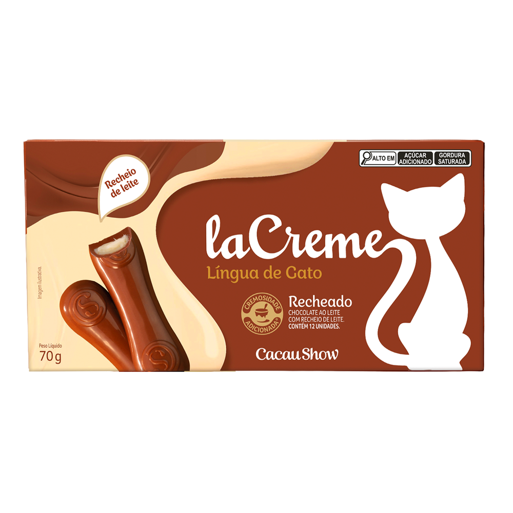 Tablete L&iacute;ngua de Gato laCreme Recheado 70g, , large. image number 0