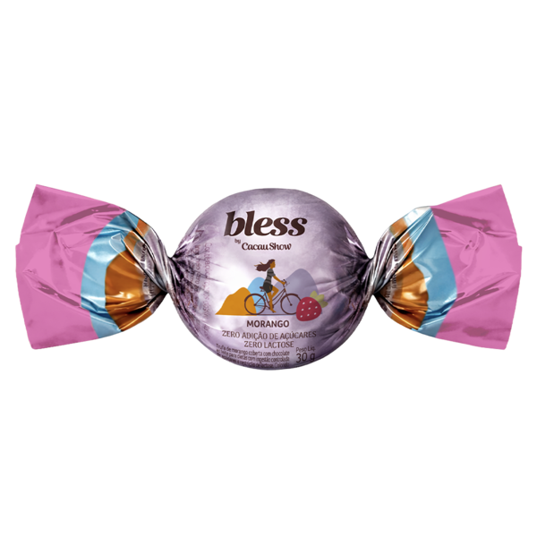 Trufa Bless Zero A&ccedil;&uacute;car e Zero Lactose de Chocolate Branco com Morango 30g
