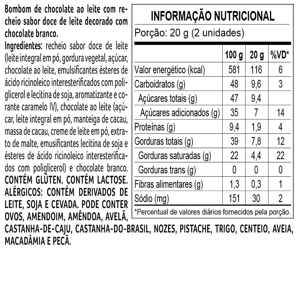 Caixa de Bombons Doce de Leite e Café 80g, , large. image number 1