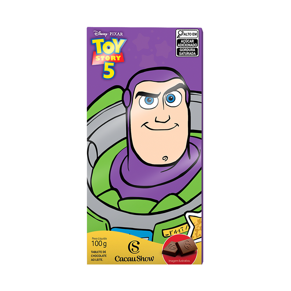 Tablete Toy Story de Chocolate ao Leite Buzz Lightyear 100g, , large. image number 0