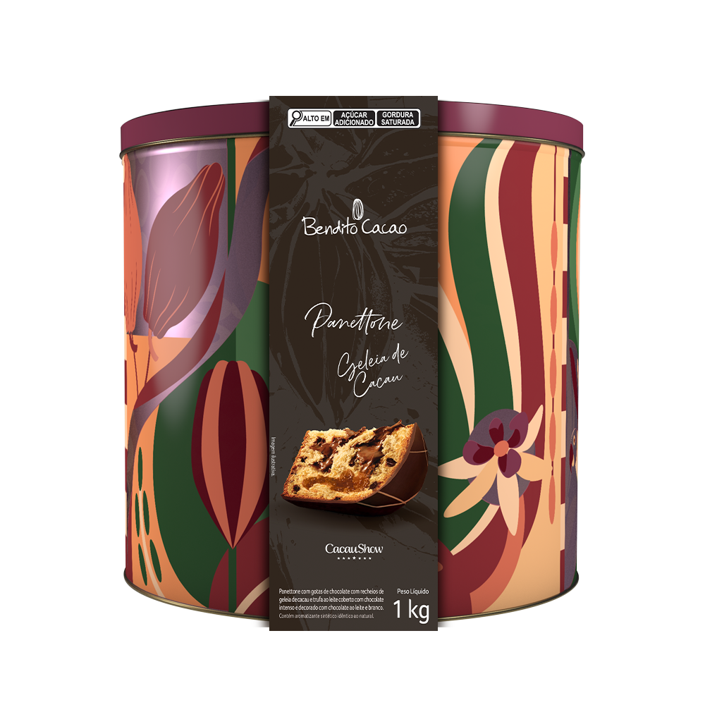 Panetone Bendito Cacao Geleia de Cacau Lata Rosa 1kg, , large. image number 0