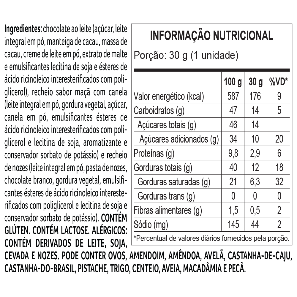Trufa de Maçã e Nozes 30g, , large. image number 1