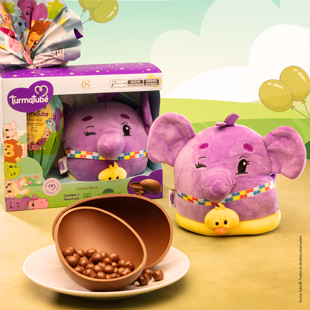 Ovo de P&aacute;scoa ao Leite Almofada TurmaTube 170g, , large. image number 1