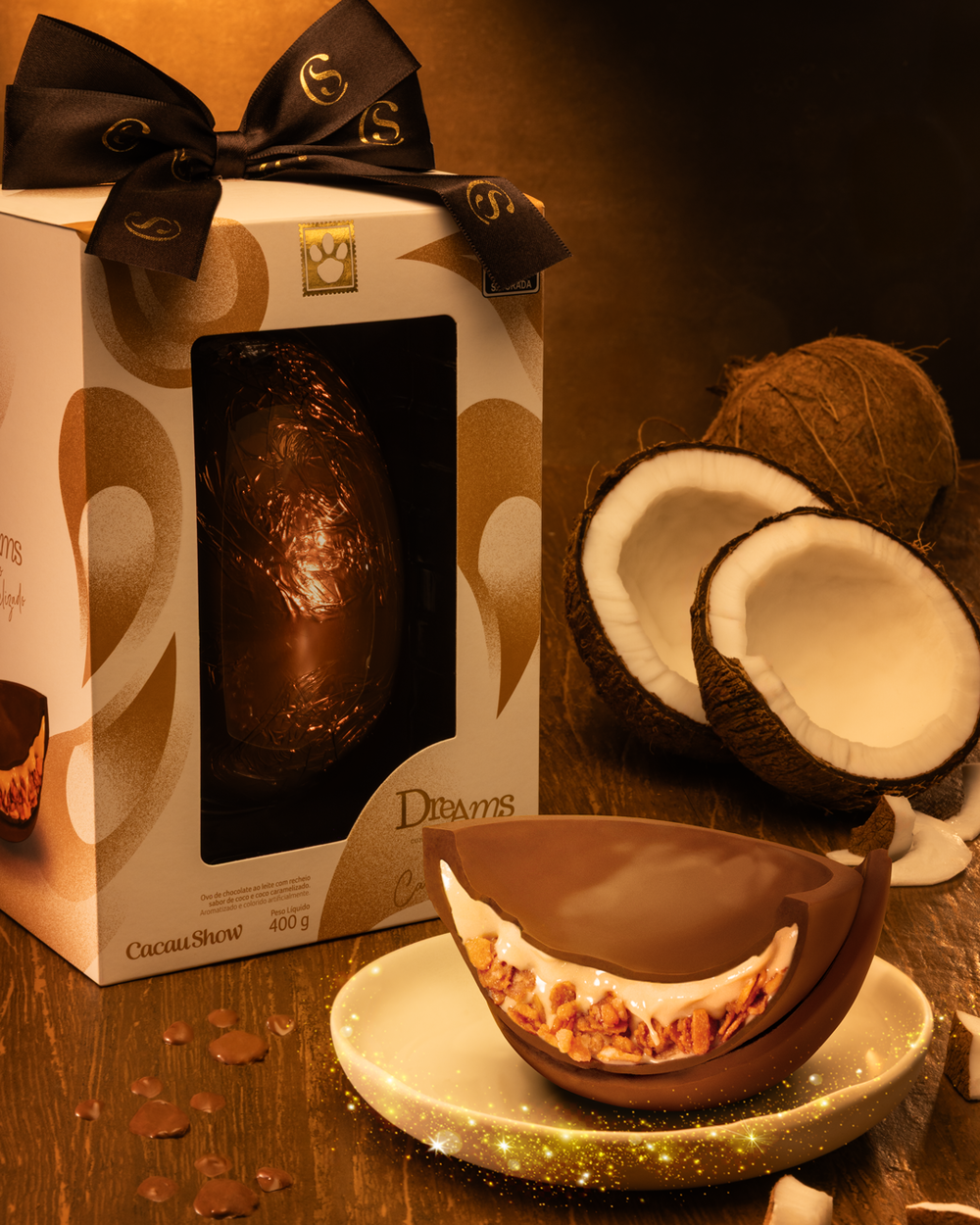 Ovo de P&aacute;scoa Dreams Coco Caramelizado 400g, , large. image number 1