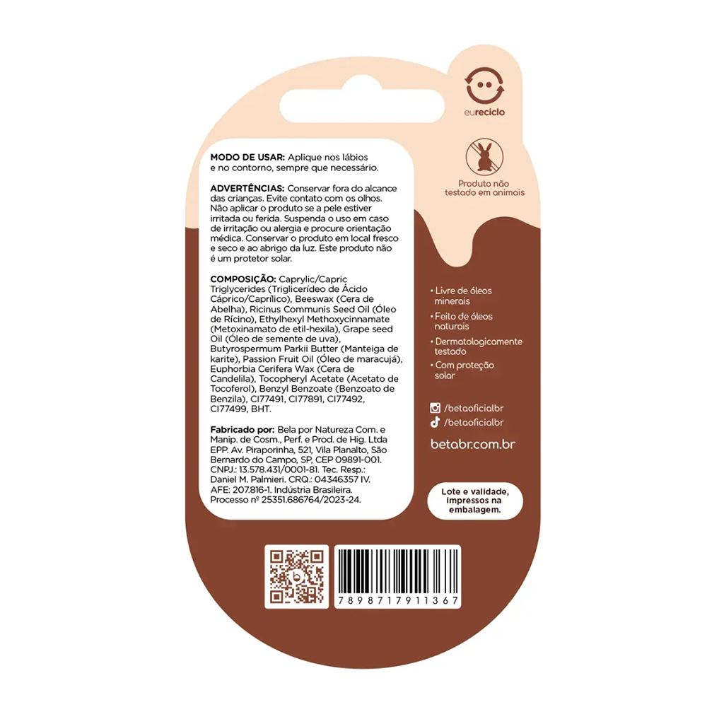 Hidratante Labial Beta Sabor Chocolate 9,5g, , large. image number 3
