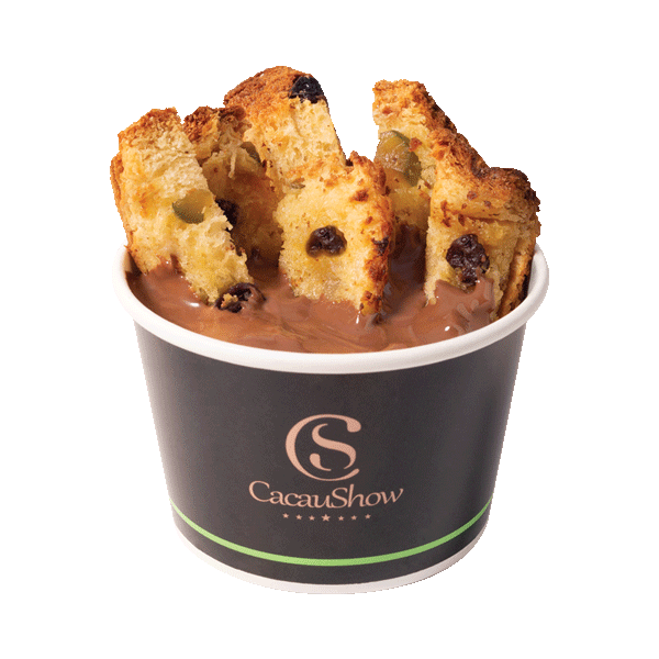 PANETONE DE FRUTAS EM TIRAS COM CHOCOLATE AO LEITE