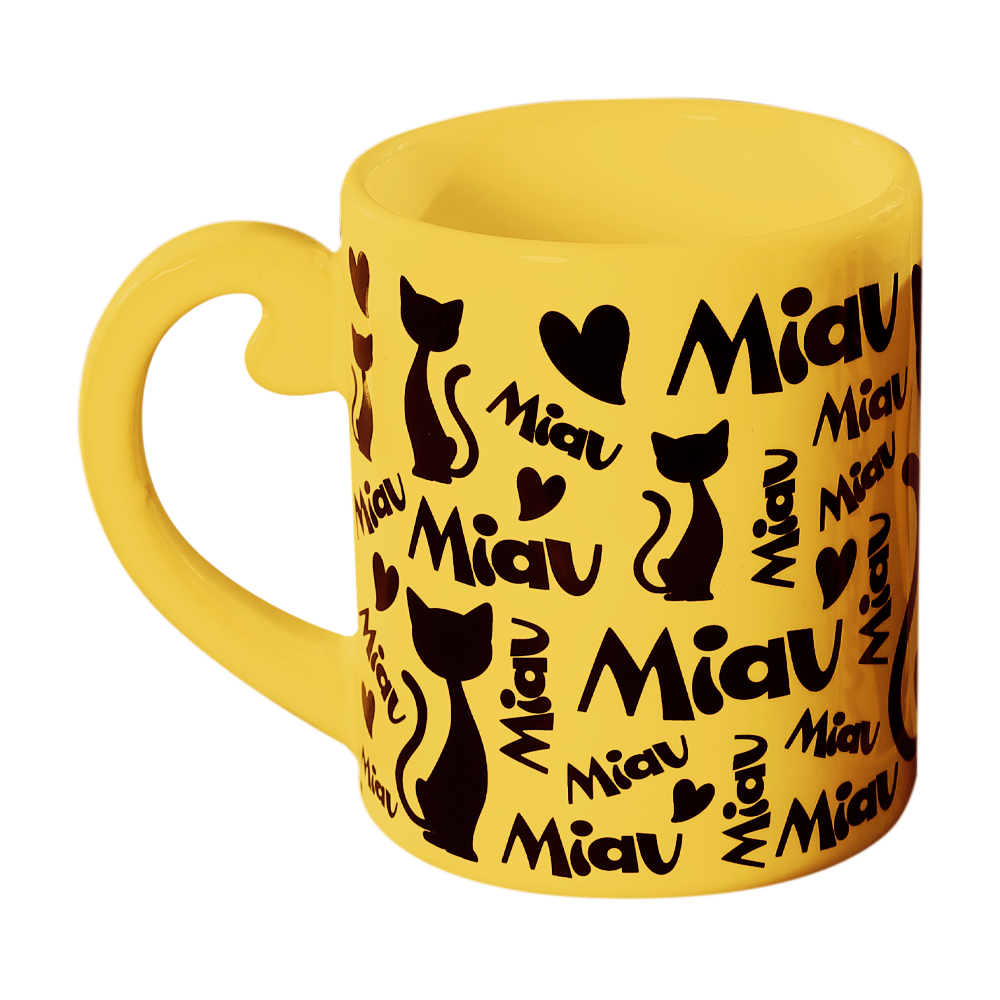 Caneca Miau Amarela 300ml, , large. image number 0