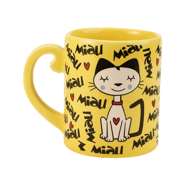 Caneca Miau Amarelo 300ml