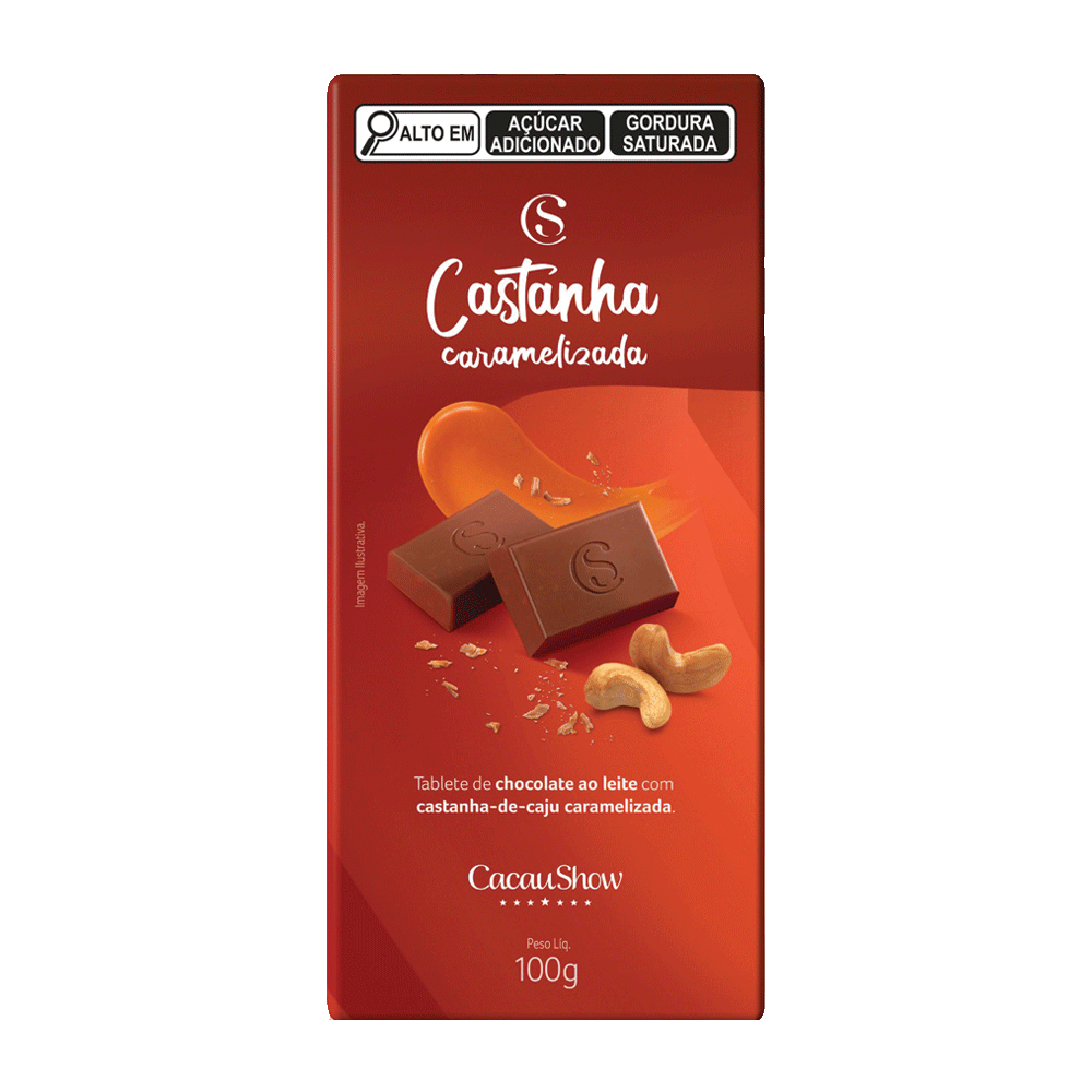 TABLETE AO LEITE CASTANHA CAJU 100G, , large. image number 0