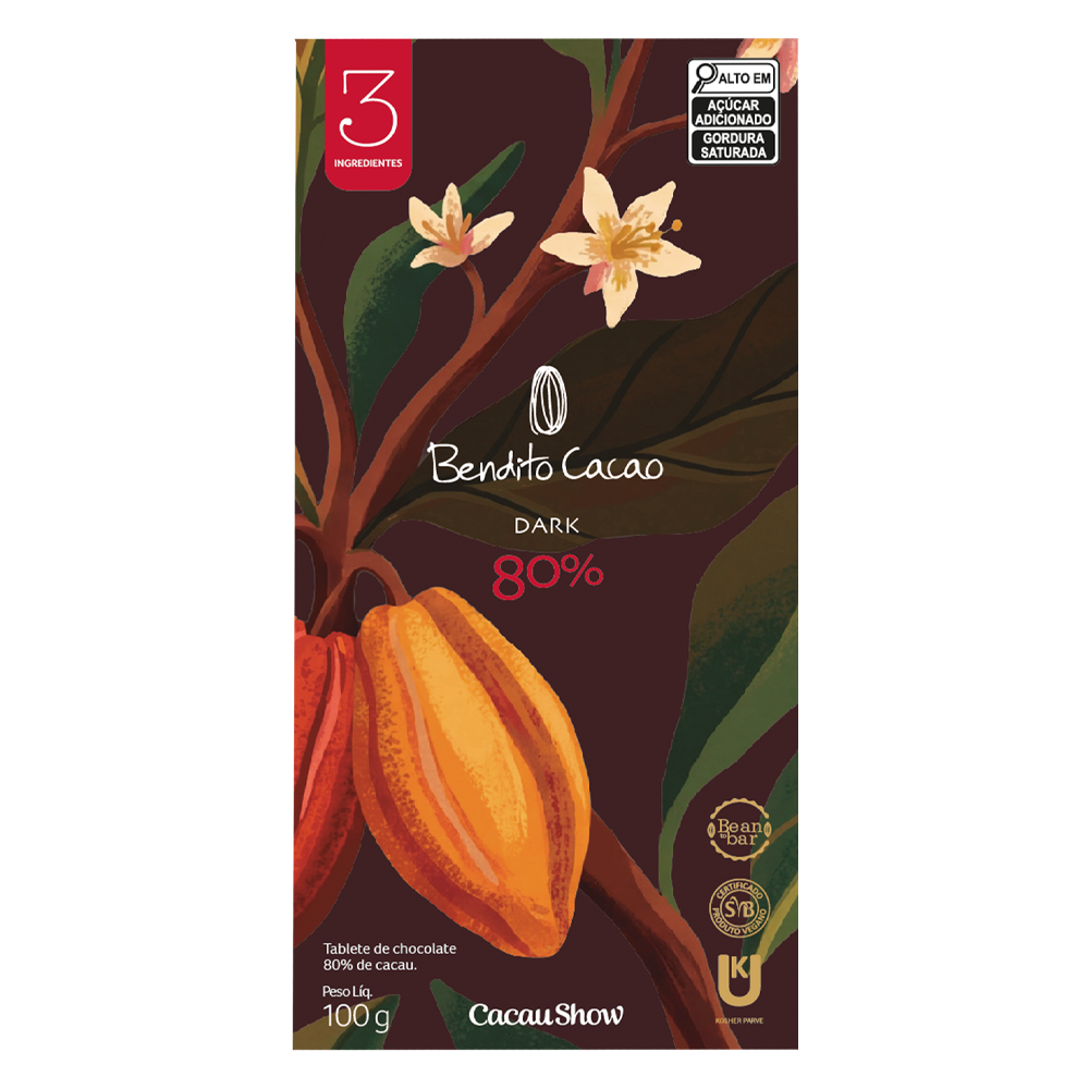 Tablete de Chocolate Intenso Bendito Cacao 80% 100g, , large. image number 0