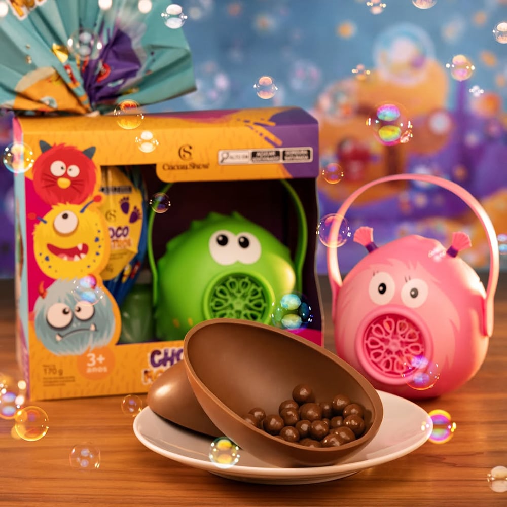Ovo de P&aacute;scoa ao Leite Chocomonstros Bolha de Sab&atilde;o Ludovico 170g, , large. image number 2