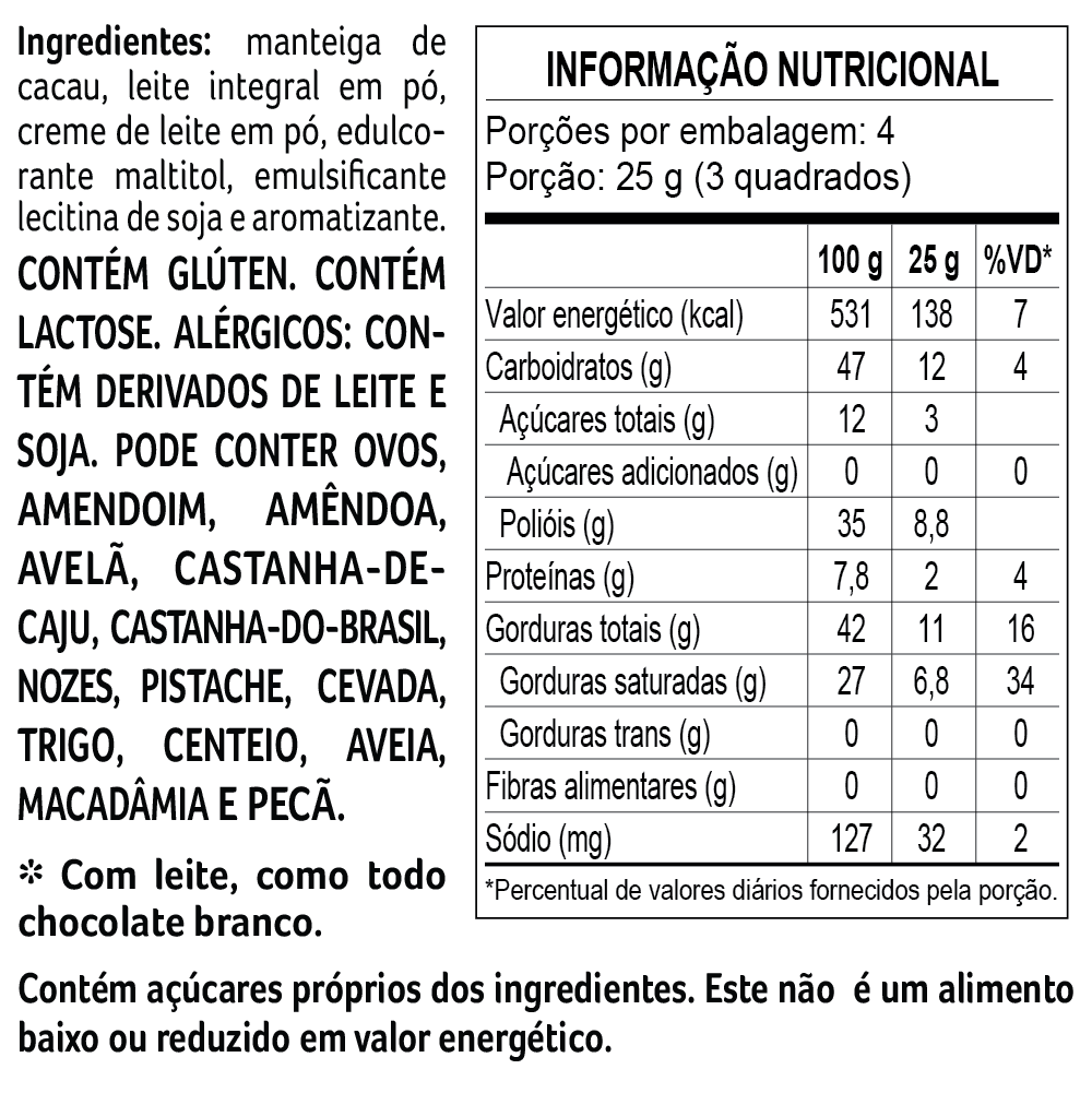 Tablete laCreme Branco Zero Adição de Açúcar 100g, , large. image number 1