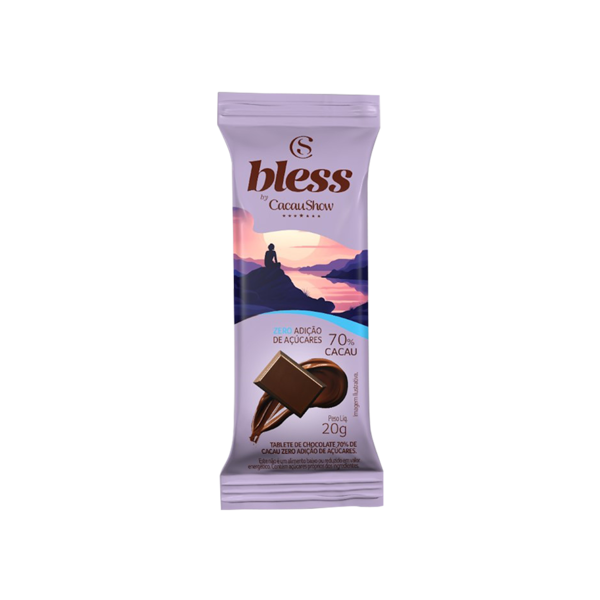 Tablete Bless Zero Adição de Açúcar de Chocolate 70% 20g