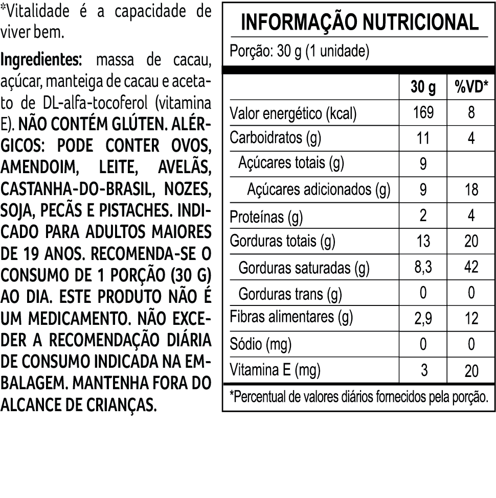 Tablete de Chocolate 70% Bendito Cacao Vitalidade 30g, , large. image number 2