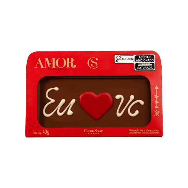 Tablete de Chocolate ao Leite Chocoarte Amor 40g