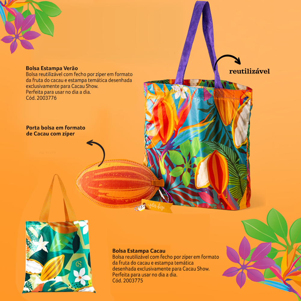 Bolsa Reutilizável com Estampa de Cacau G, , large. image number 1